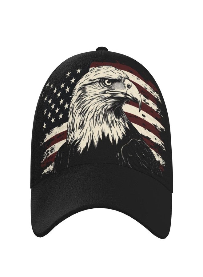 KKRMTUG American Flag Baseball Cap, Patriotic USA Hat for Men and Women，Adjustable Bald Eagle with American Flag Baseball Hats Sun Visor Caps Trucker Hats Unisex - Image 2